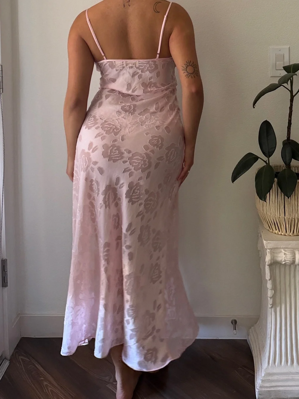Victoria Secret vintage Sheer Floral Lace Slip Dress - Light Pink